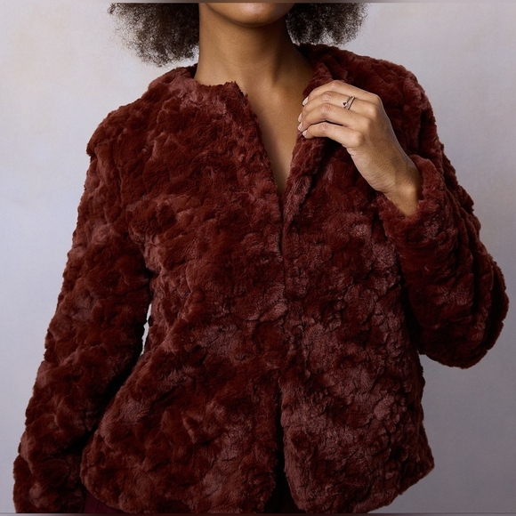 LC Lauren Conrad Vegan Fur Super Soft Fluffy Jacket | CHOCOLATE | XL - Picture 1 of 15